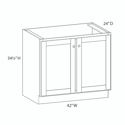 Brighton Ready to Assemble 42 in. W x 34.5 in. H x 24 in. D Plywood Base Cabinet Full Height Door(s) in Painted White | Kunal Kitchens