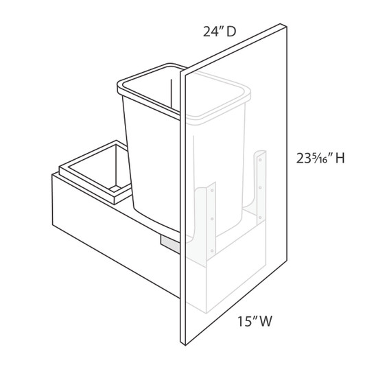 Saratoga BWB15-SC Base Cabinet Pull-out Wastebasket | Kunal Kitchens