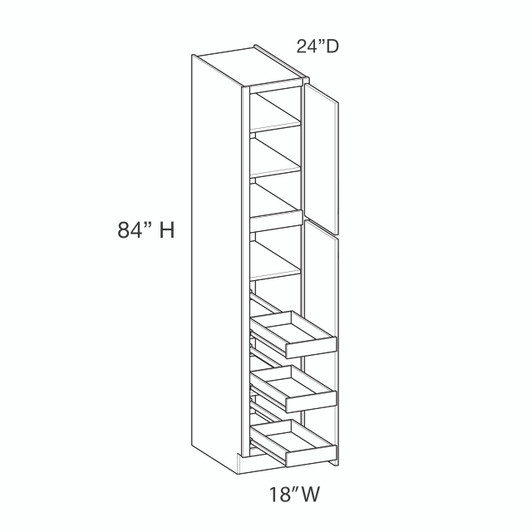 Saratoga UC18X84 (RT3) Utility Cabinet + Roll-Out Tray | Kunal Kitchens