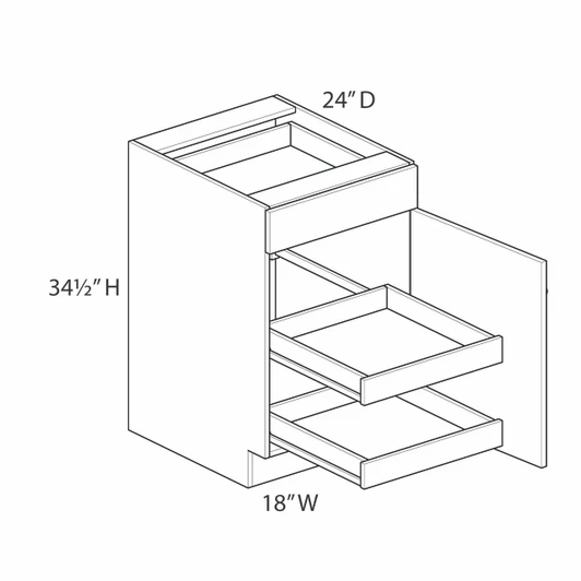 Ithaca B18 (RT2) Base Cabinet + Roll-Out Tray | Kunal Kitchens