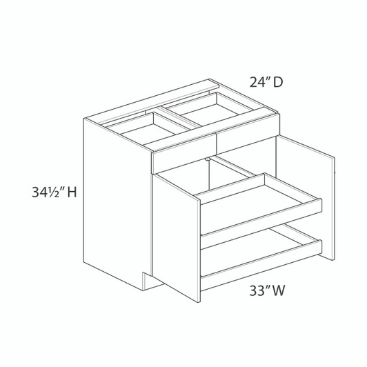 Ithaca B33B (RT2) Base Cabinet + Roll-Out Tray | Kunal Kitchens