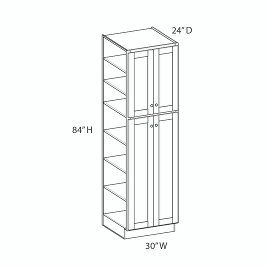 Westport Assembled 30 in. W x 84 in. H x 24 in. D Plywood Tall Cabinet in Painted White | Kunal Kitchens