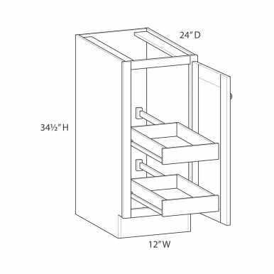 Westport Ready to Assemble 12 in. W x 34.5 in. H x 24 in. D Plywood Base Cabinet Full Height Door(s) w/(2) Roll-out Trays in Painted White | Kunal Kitchens Westport Ready to Assemble 12 in. W x 34.5 in. H x 24 in. D Plywood Base Cabinet Full Height Door(s) w/(2) Roll-out Trays in Painted White | Kunal Kitchens