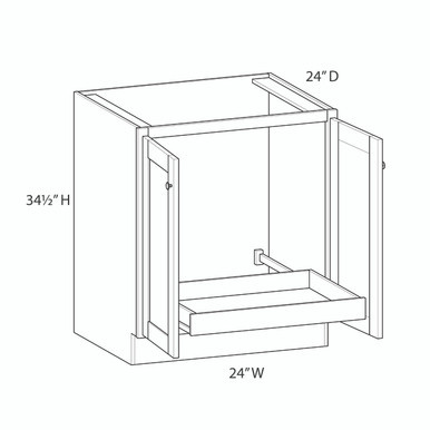  Westport Ready to Assemble 24 in. W x 34.5 in. H x 24 in. D Plywood Base Cabinet Full Height Door(s) w/(1) Roll-out Tray in Painted White | Kunal Kitchens 