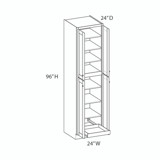 Westport Ready to Assemble 24 in. W x 96 in. H x 24 in. D Plywood Tall Cabinet w/(1) Roll-out Tray in Painted White | Kunal Kitchens