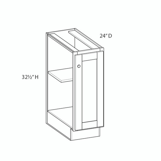Bedford Assembled 9 in. W x 32.5 in. H x 24 in. D Plywood Base Cabinet Full Height Door(s) in Painted White | Kunal Kitchens