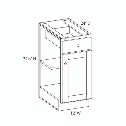 Bedford Assembled 12 in. W x 32.5 in. H x 24 in. D Plywood Base Cabinet in Painted White | Kunal Kitchens