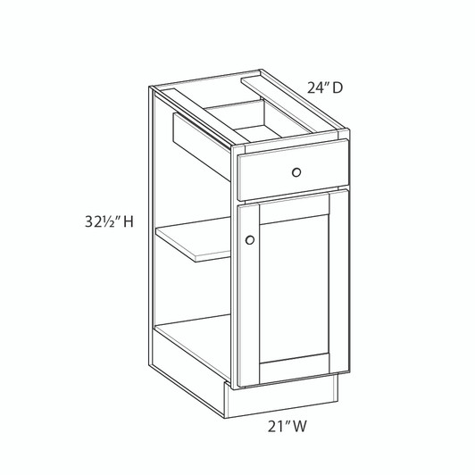Bedford Assembled 21 in. W x 32.5 in. H x 24 in. D Plywood Base Cabinet in Painted White | Kunal Kitchens