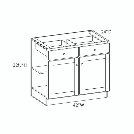 Bedford Assembled 42 in. W x 32.5 in. H x 24 in. D Plywood Base Cabinet in Painted White | Kunal Kitchens
