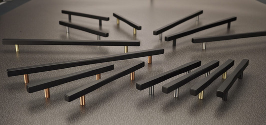 7735320140900 - Chrome, Matte Black Modern Metal Pull - 7735 | Kunal Kitchens