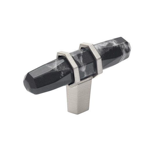 BP36647MBKG10 - Carrione Collection 1 9/16-inch (40 mm) Marble Black/Satin Nickel Finish Knob | Kunal Kitchens