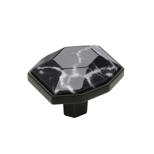 BP36638MBKBBR - Carrione Collection 1 5/16-inch (33 mm) Marble Black/Black Bronze Finish Knob | Kunal Kitchens