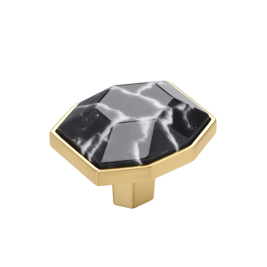 BP36638MBKCZ - Carrione Collection 1 5/16-inch (33 mm) Marble Black/Champagne Bronze Finish Knob | Kunal Kitchens