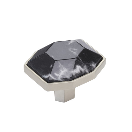 BP36638MBKG10 - Carrione Collection 1 5/16-inch (33 mm) Marble Black/Satin Nickel Finish Knob | Kunal Kitchens