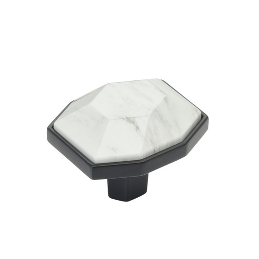 BP36638MWBBR - Carrione Collection 1 5/16-inch (33 mm) Marble White/Black Bronze Finish Knob | Kunal Kitchens