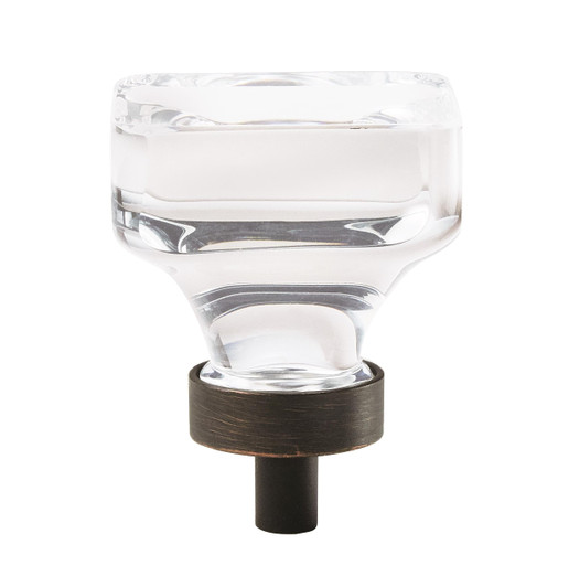 BP36653CORB - Glacio Collection 1 5/16-inch (33 mm) Clear/Oil Rubbed Bronze Finish Knob | Kunal Kitchens