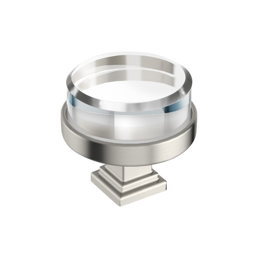 BP36976CG10 - Glacio Collection 1 5/16-inch (33 mm) Clear/Satin Nickel Finish Knob | Kunal Kitchens