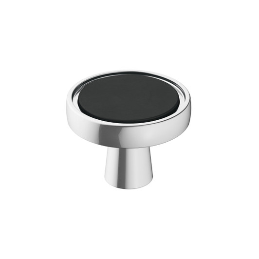 BP36857FB26 - Mergence Collection 1-inch (25 mm) Matte Black/Polished Chrome Finish Knob | Kunal Kitchens