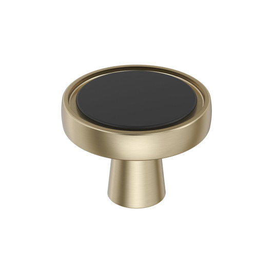 BP36857FBBBZ - Mergence Collection 1-inch (25 mm) Matte Black/Golden Champagne Finish Knob | Kunal Kitchens