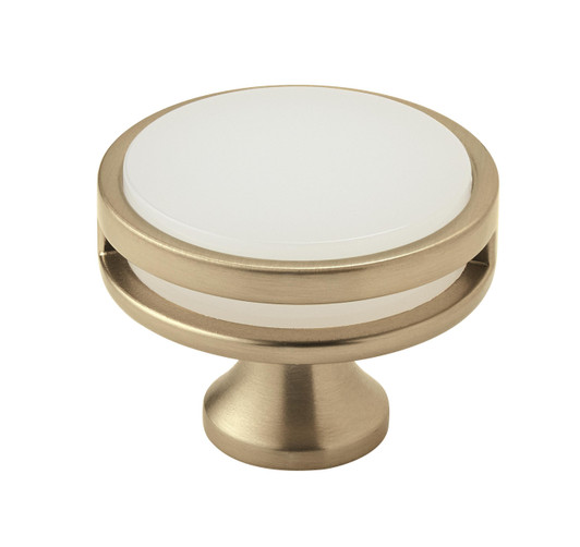 BP36609BBZFA - Oberon Collection 1 5/16-inch (33 mm) Golden Champagne/Frosted Acrylic Finish Knob | Kunal Kitchens