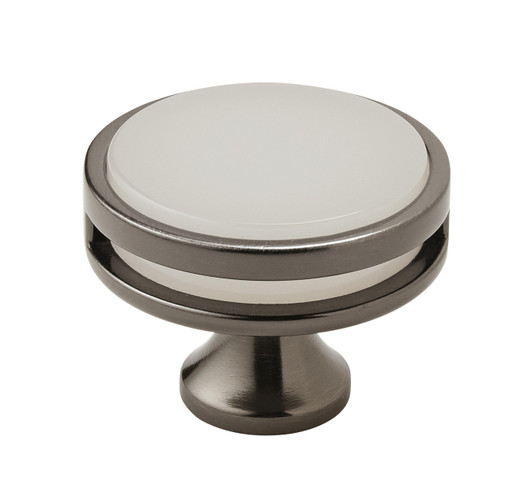 BP36609GMFA - Oberon Collection 1 5/16-inch (33 mm) Gunmetal/Frosted Acrylic Finish Knob | Kunal Kitchens