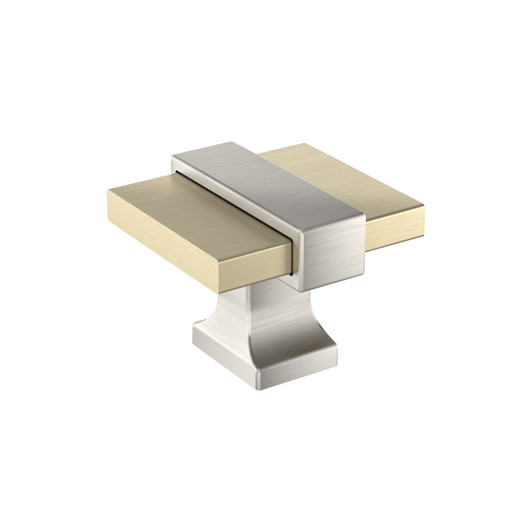 BP36680BBZG10 - Overton Collection 1 1/16-inch (27 mm) Golden Champagne/Satin Nickel Finish Knob | Kunal Kitchens