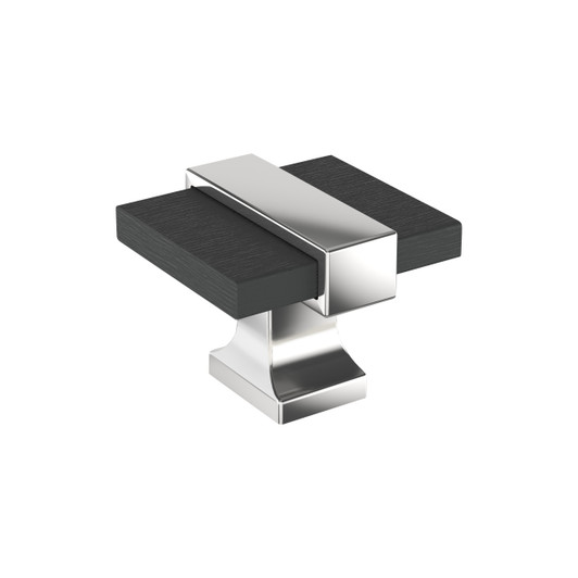 BP36680BMB26 - Overton Collection 1 1/16-inch (27 mm) Brushed Matte Black/Polished Chrome Finish Knob | Kunal Kitchens