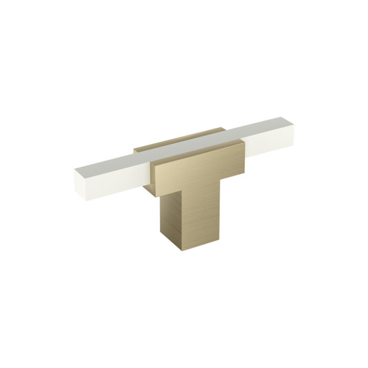 BP67BBZWHT - Urbanite Collection 1 3/16-inch (30 mm) Golden Champagne/White Finish Knob | Kunal Kitchens