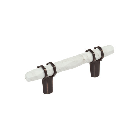 BP36639MWORB - Carrione Collection 1 7/16-inch (37 mm) Marble White/Oil Rubbed Bronze Finish Pull | Kunal Kitchens