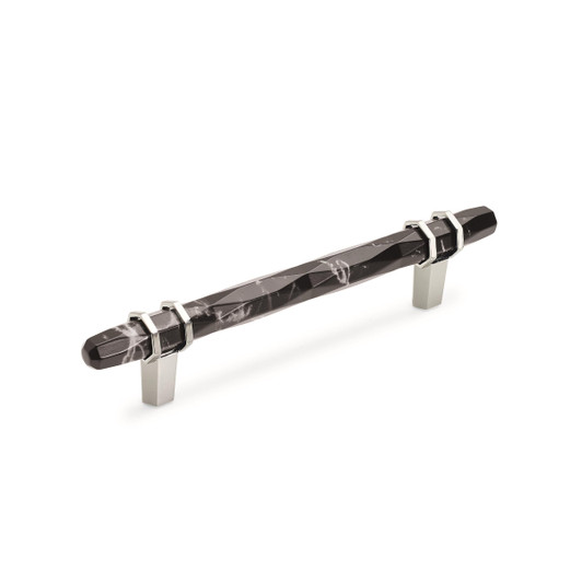 BP36649MBKPN - Carrione Collection 1 9/16-inch (40 mm) Marble Black/Polished Nickel Finish Pull | Kunal Kitchens