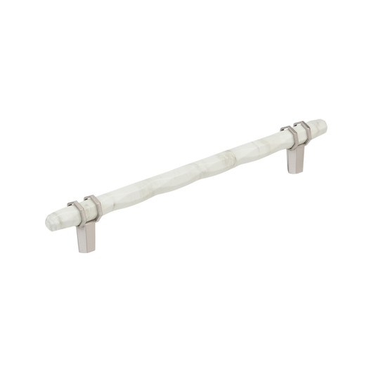 BP36663MWG10 - Carrione Collection 1 9/16-inch (40 mm) Marble White/Satin Nickel Finish Pull | Kunal Kitchens