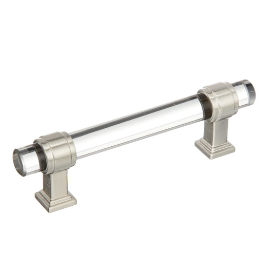 BP36654CG10 - Glacio Collection 1 1/2-inch (38 mm) Clear/Satin Nickel Finish Pull | Kunal Kitchens