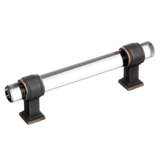 BP36654CORB - Glacio Collection 1 1/2-inch (38 mm) Clear/Oil Rubbed Bronze Finish Pull | Kunal Kitchens