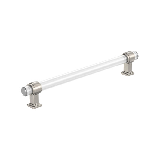 BP36661CG10 - Glacio Collection 1 1/2-inch (38 mm) Clear/Satin Nickel Finish Pull | Kunal Kitchens