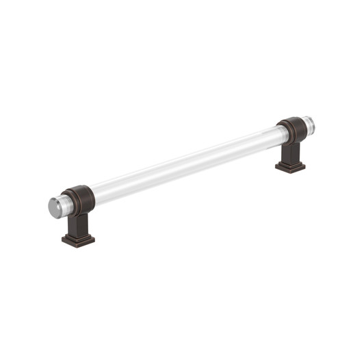 BP36661CORB - Glacio Collection 1 1/2-inch (38 mm) Clear/Oil Rubbed Bronze Finish Pull | Kunal Kitchens