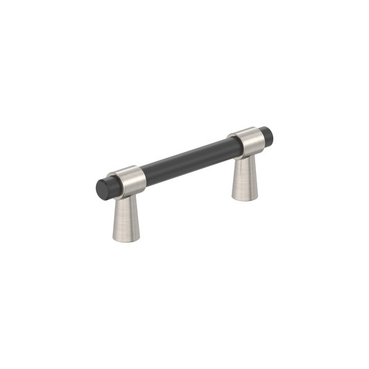 BP37385FBG10 - Mergence Collection 1 5/16-inch (33 mm) Matte Black/Satin Nickel Finish Pull | Kunal Kitchens