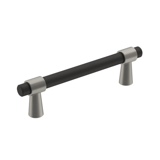 BP36858FBG10 - Mergence Collection 1 5/16-inch (33 mm) Matte Black/Satin Nickel Finish Pull | Kunal Kitchens