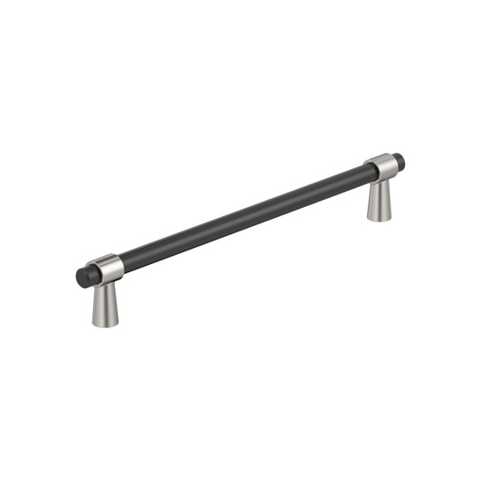 BP36980FBPN - Mergence Collection 1 5/16-inch (33 mm) Matte Black/Polished Nickel Finish Pull | Kunal Kitchens
