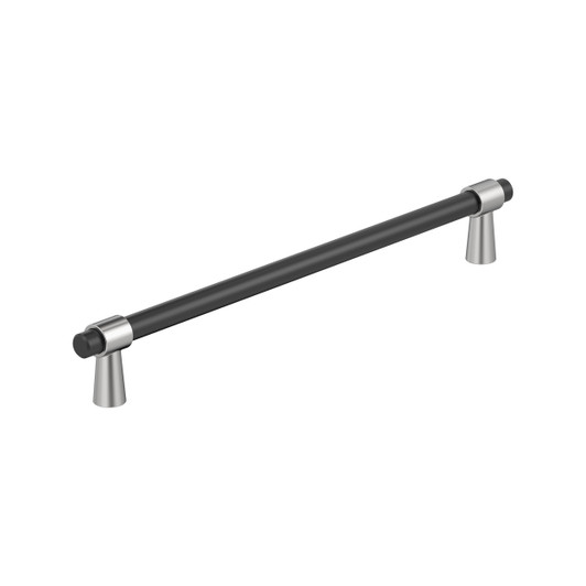 BP36981FB26 - Mergence Collection 1 5/8-inch (41 mm) Matte Black/Polished Chrome Finish Pull | Kunal Kitchens
