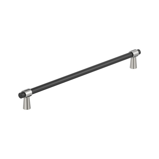 BP36983FB26 - Mergence Collection 1 5/8-inch (41 mm) Matte Black/Polished Chrome Finish Pull | Kunal Kitchens