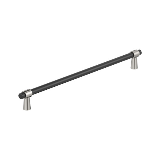 BP36983FBPN - Mergence Collection 1 5/8-inch (41 mm) Matte Black/Polished Nickel Finish Pull | Kunal Kitchens