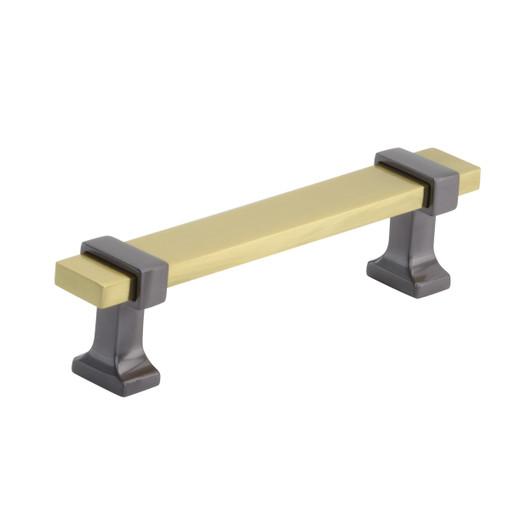 BP36681BGLBCR - Overton Collection 1 1/8-inch (29 mm) Brushed Gold/Black Chrome Finish Pull | Kunal Kitchens