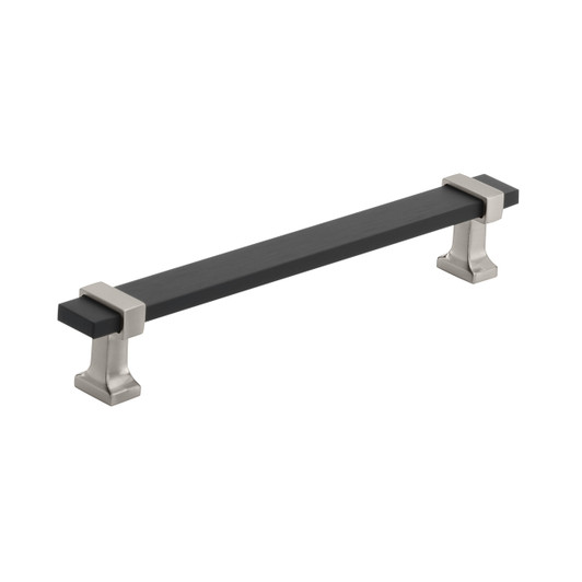 BP36683BMBG10 - Overton Collection 1 1/8-inch (29 mm) Brushed Matte Black/Satin Nickel Finish Pull | Kunal Kitchens