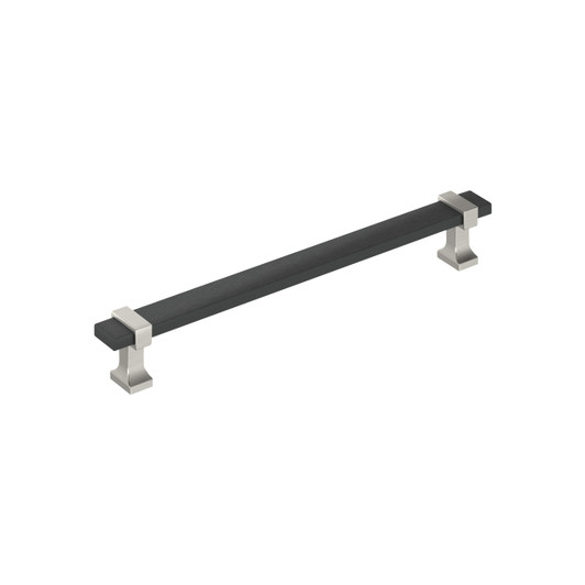 BP37081BMBG10 - Overton Collection 1 1/8-inch (29 mm) Brushed Matte Black/Satin Nickel Finish Pull | Kunal Kitchens