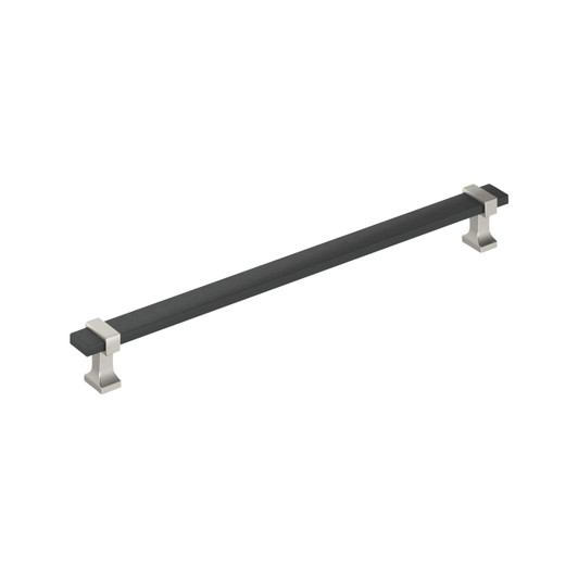 BP37082BMBG10 - Overton Collection 1 1/8-inch (29 mm) Brushed Matte Black/Satin Nickel Finish Pull | Kunal Kitchens