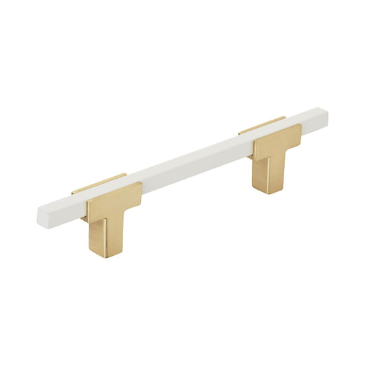 BP77896BGLWHT - Urbanite Collection 1 3/16-inch (30 mm) Brushed Gold/White Finish Pull | Kunal Kitchens