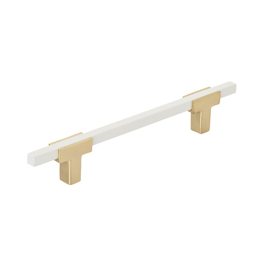 BP778128BGLWHT - Urbanite Collection 1 3/16-inch (30 mm) Brushed Gold/White Finish Pull | Kunal Kitchens