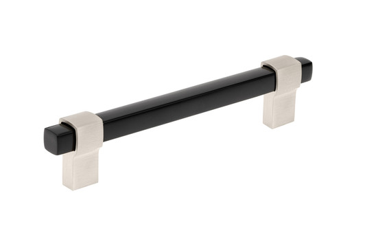 871512819590 - Brushed Nickel, Black Modern Metal Pull - 8715 | Kunal Kitchens