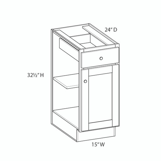 AMHERST Shaker 15 in. W x 32 in. H x 24 in. D in Walnut Plywood Assembled Base Cabinet | Kunal Kitchens