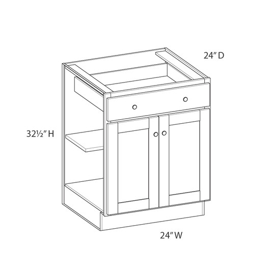 AMHERST Shaker 24 in. W x 32 in. H x 24 in. D in Walnut Plywood Assembled Base Cabinet | Kunal Kitchens